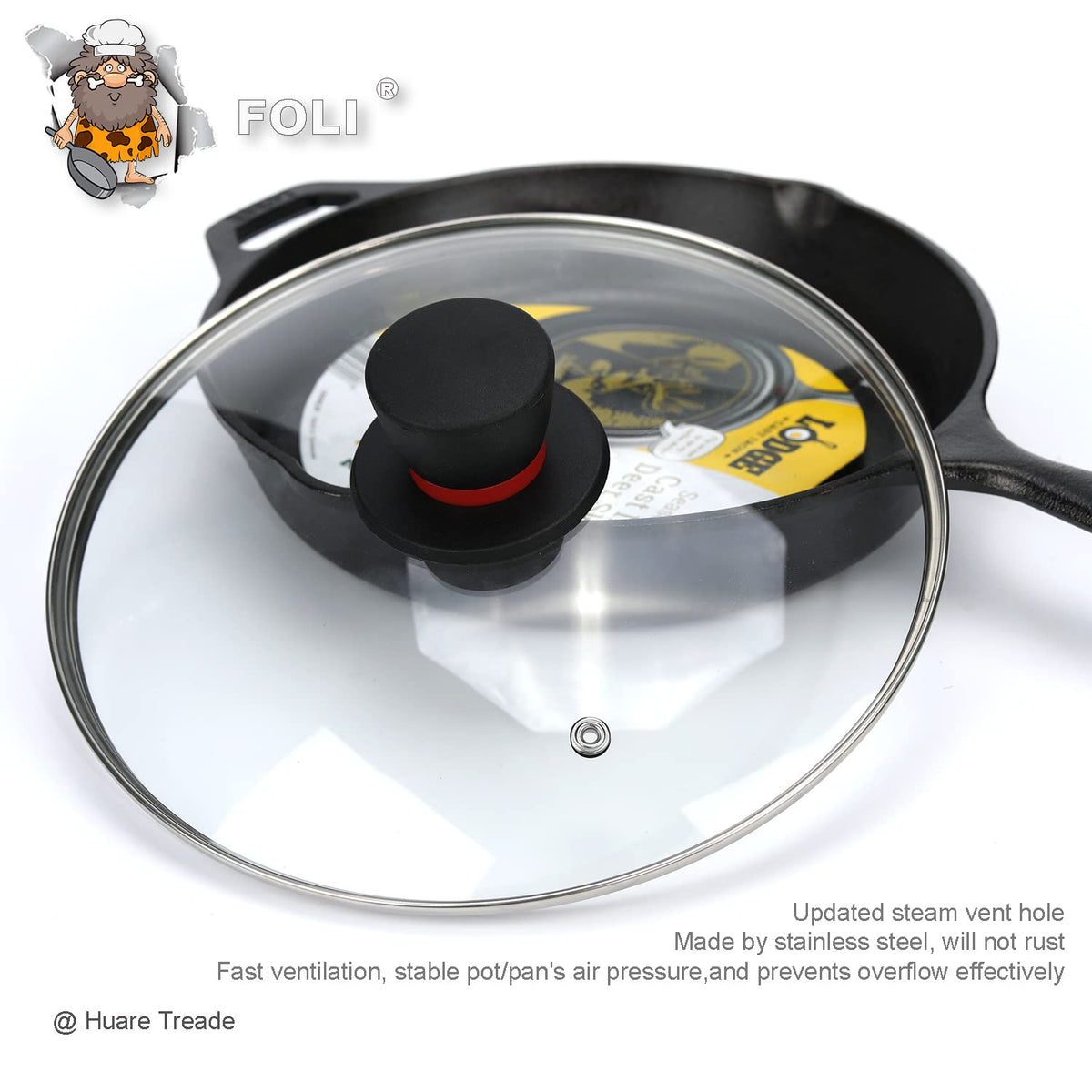 10.25 Inch Tempered Glass Lid with Steam Vent G9346