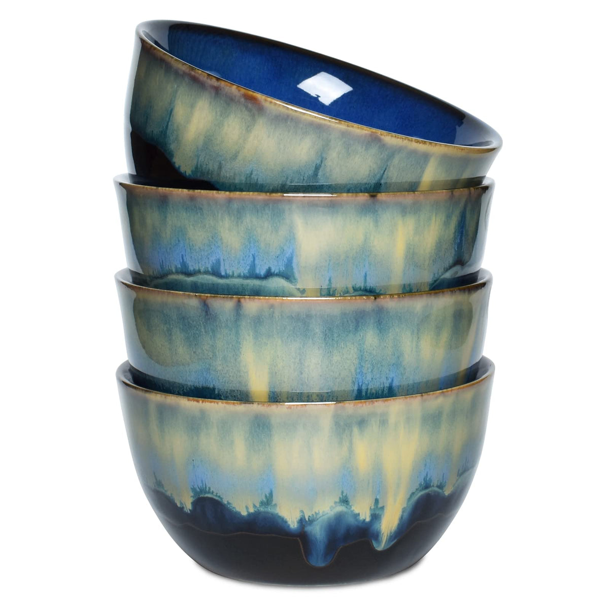 Blue Stoneware Cereal Bowls Set of 4, 26 Oz J453076
