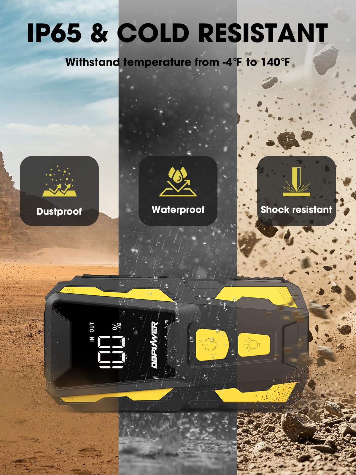 5000A 74Wh 12V Portable Jump Starter with LED Light and Storage Case B3515