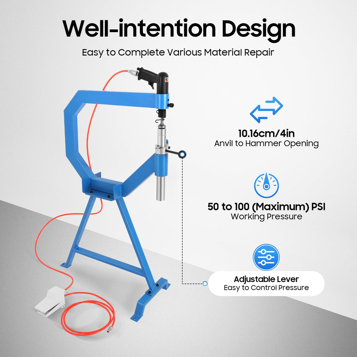Pneumatic Planishing Hammer Sheet Metal Shaping Machine with Cast-Iron Stand O87810