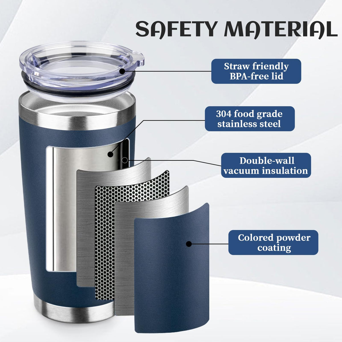 20oz Stainless Steel Travel Coffee Tumbler Navy Blue J19869