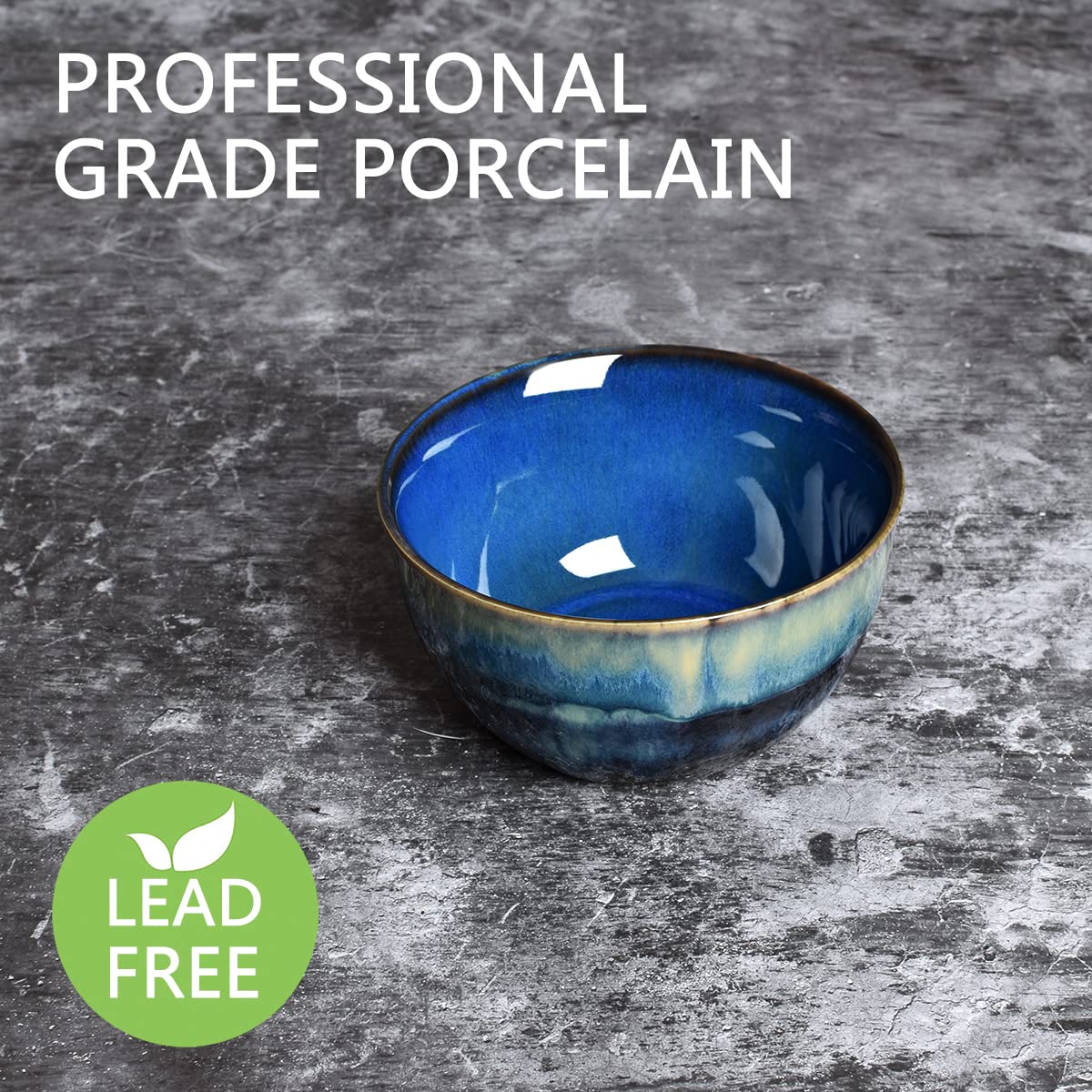Blue Stoneware Cereal Bowls Set of 4, 26 Oz J453076