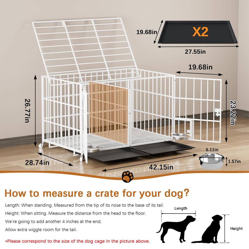 42" Heavy Duty Metal Dog Crate with Divider V974264