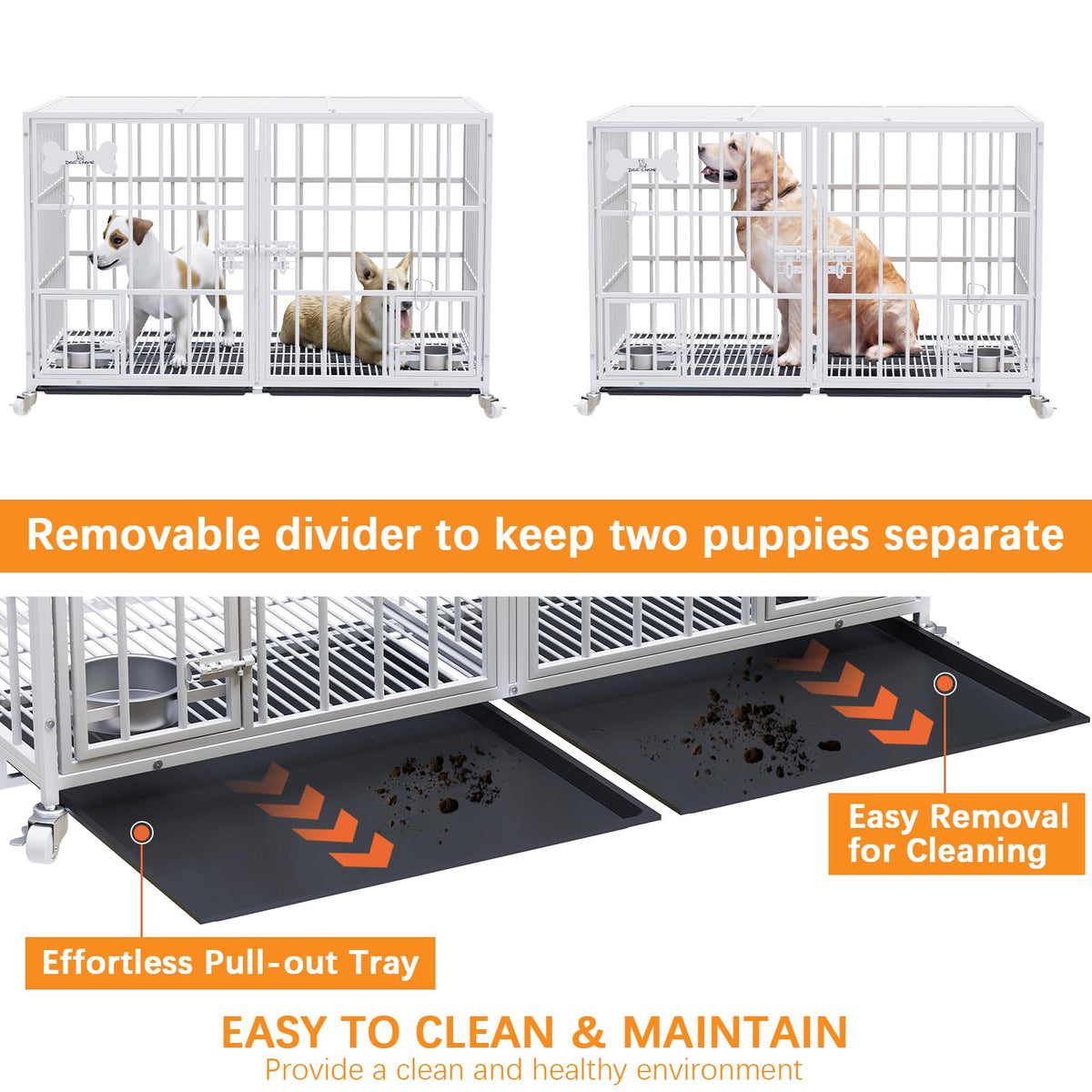 42" Heavy Duty Metal Dog Crate with Divider V974264