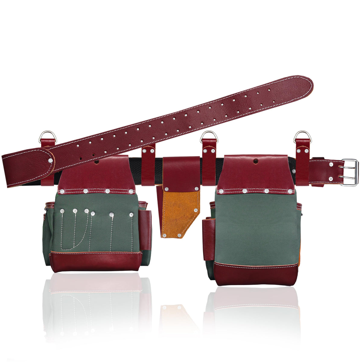 Nylon Grain Leather Carpenter Tool Belt with Padded Belt and Hammer Holder K19246
