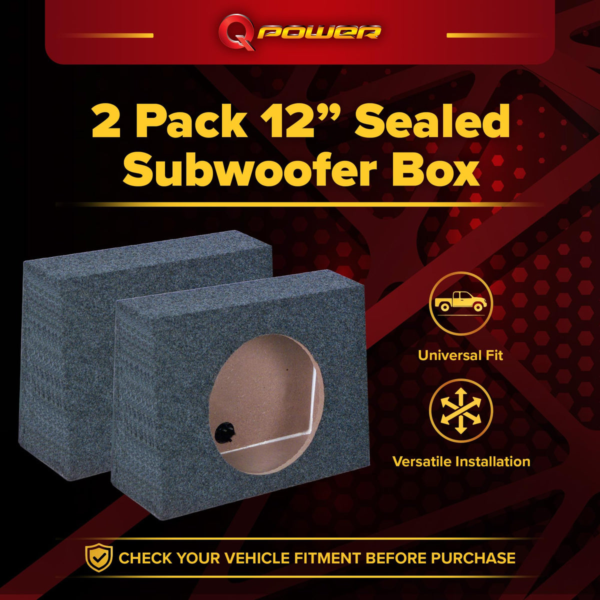 Single 12-Inch Sealed Car Audio Subwoofer Box R773360