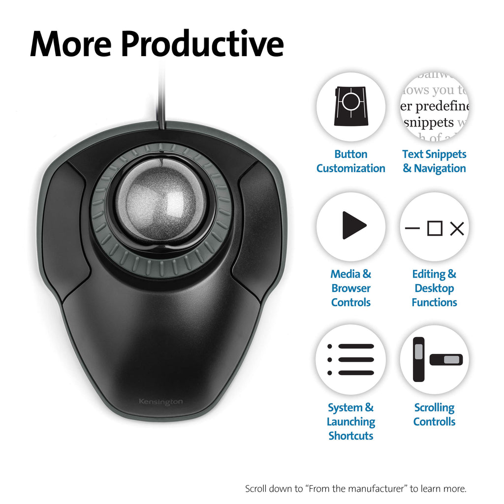 Black-Grey Trackball Mouse with Scroll Ring Z884