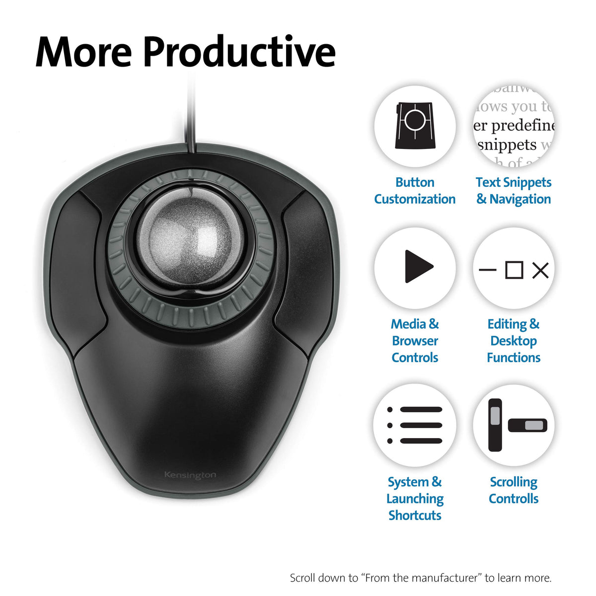 Black-Grey Trackball Mouse with Scroll Ring Z884