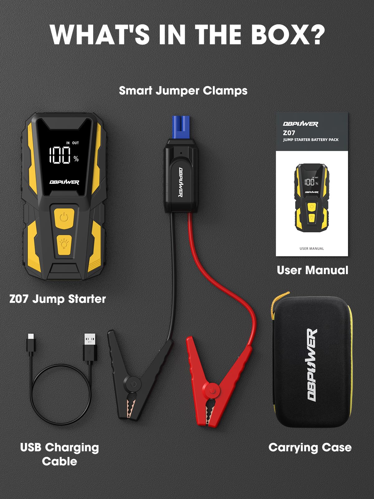 5000A 74Wh 12V Portable Jump Starter with LED Light and Storage Case B3515