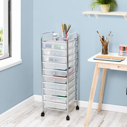 10 Drawer Rolling Storage Cart with Locking Wheels Z195724