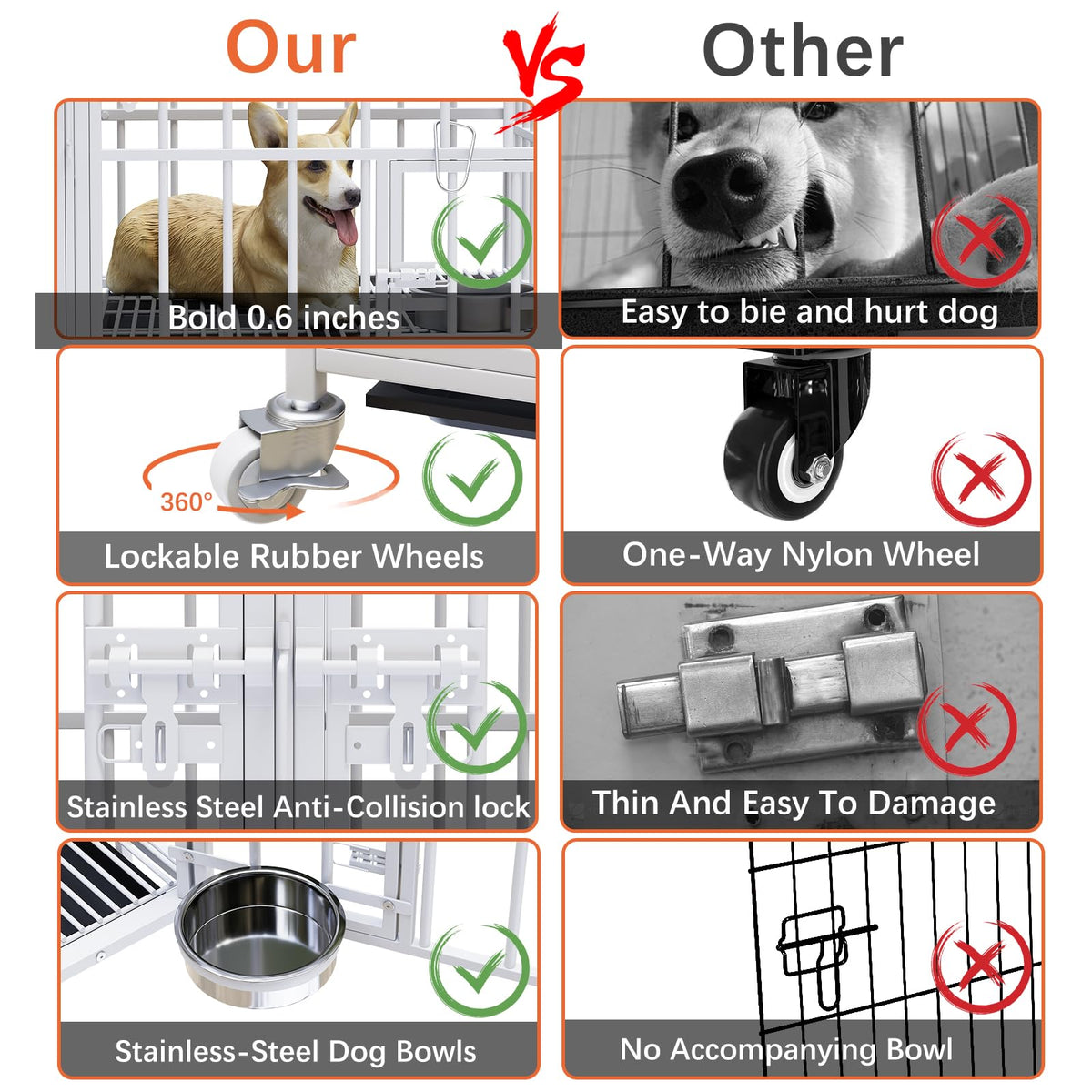 42" Heavy Duty Metal Dog Crate with Divider V974264