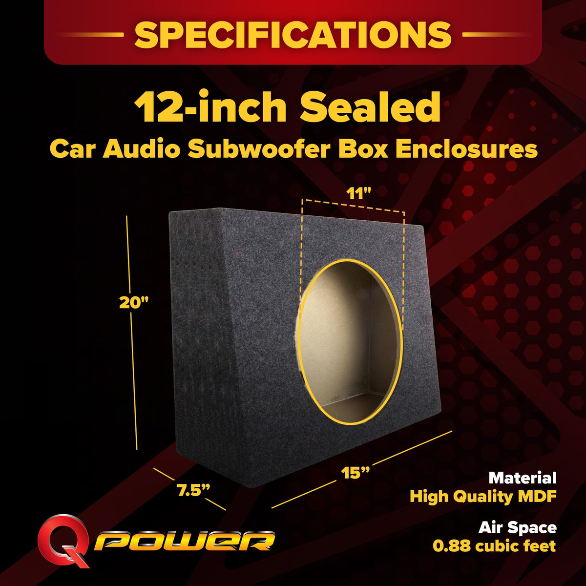 Single 12-Inch Sealed Car Audio Subwoofer Box R773360